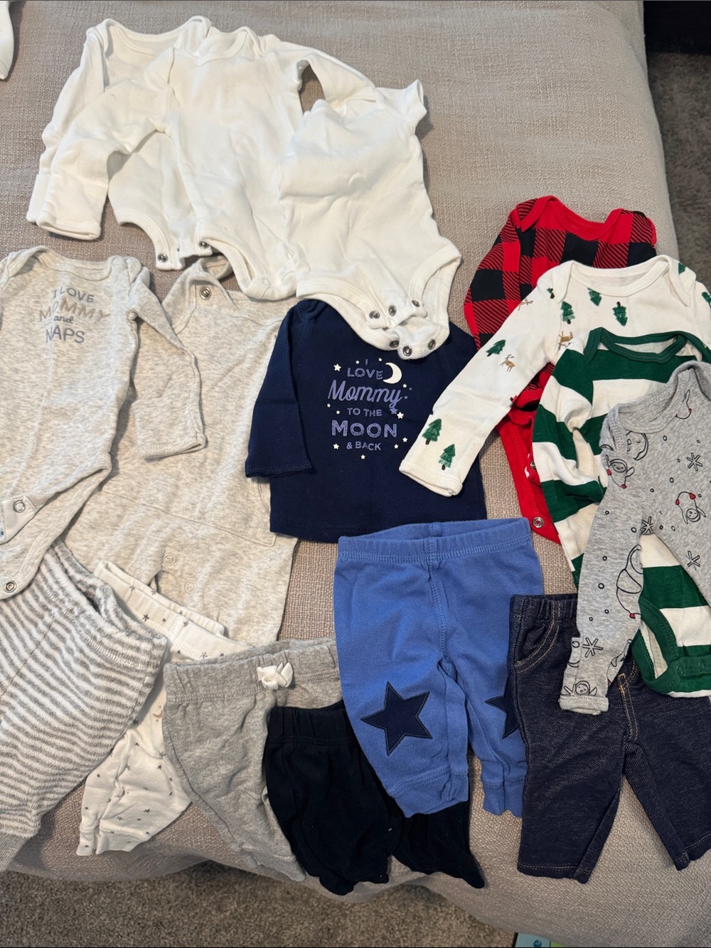 Carters Baby Clothing Lot - Neutral & Blue Mix